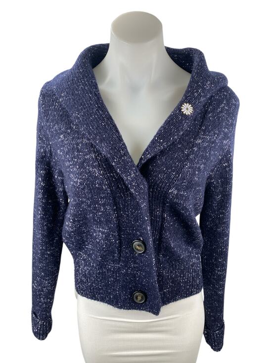 COS Sweaters - COS Women's Navy Blue Wool Knit Long Sleeve Button Up Cardigan Sweater Top Sz M